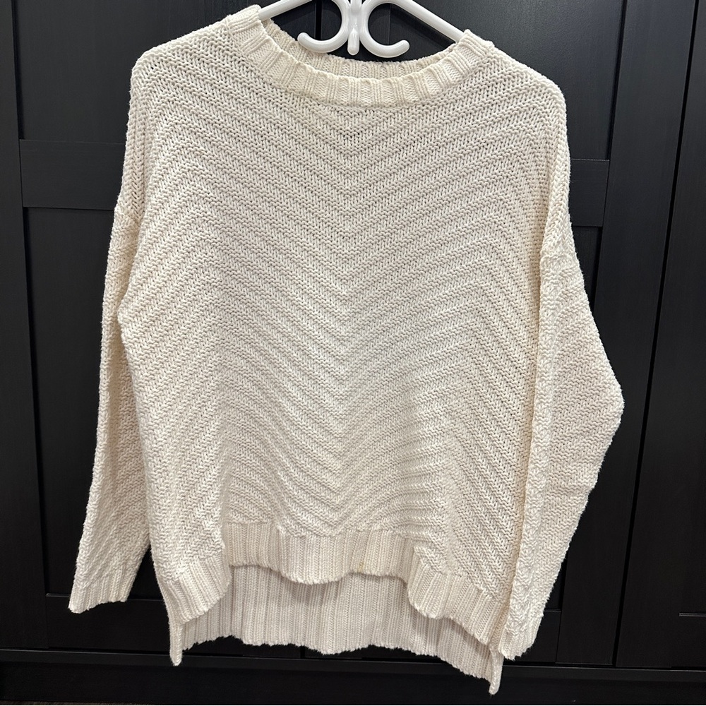 Roots Cotton Blend Knit Oversized Ivory Sweater Size XS Women’s - Picture 1 of 10